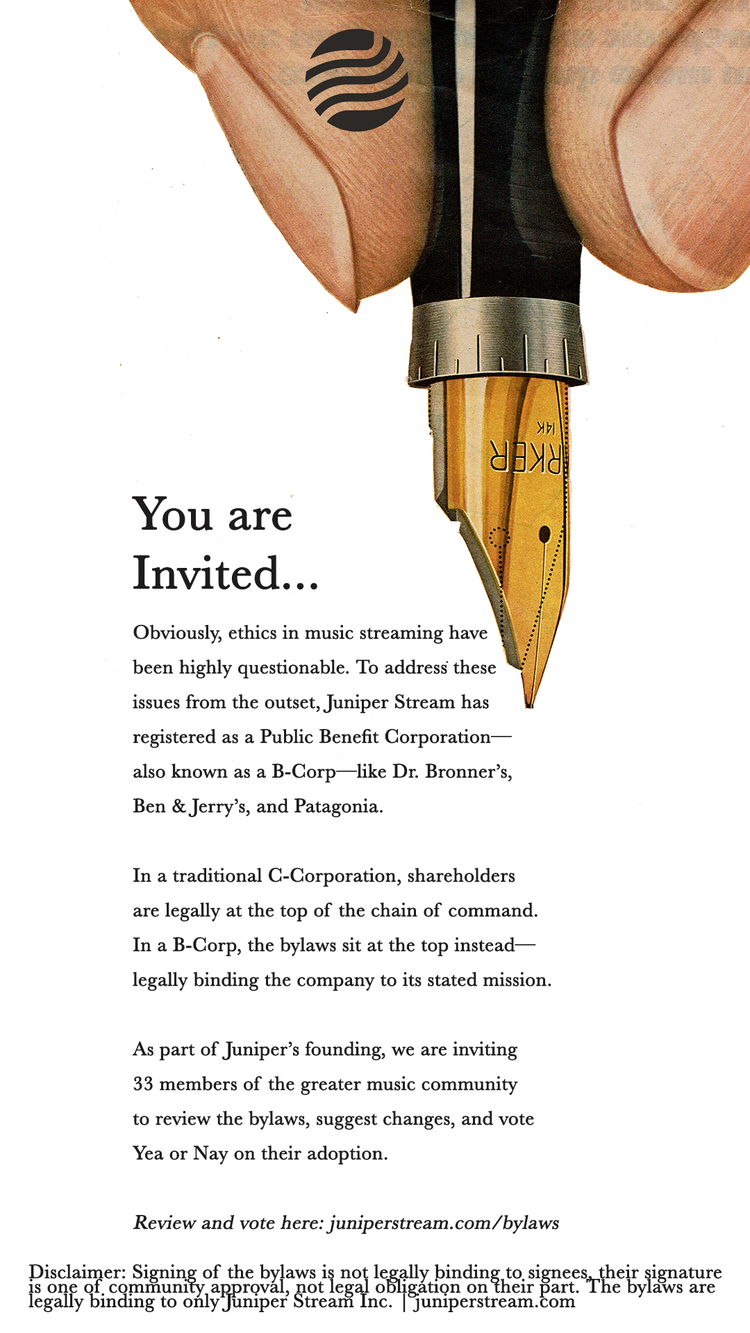 You are Invited - Juniper Stream Bylaws